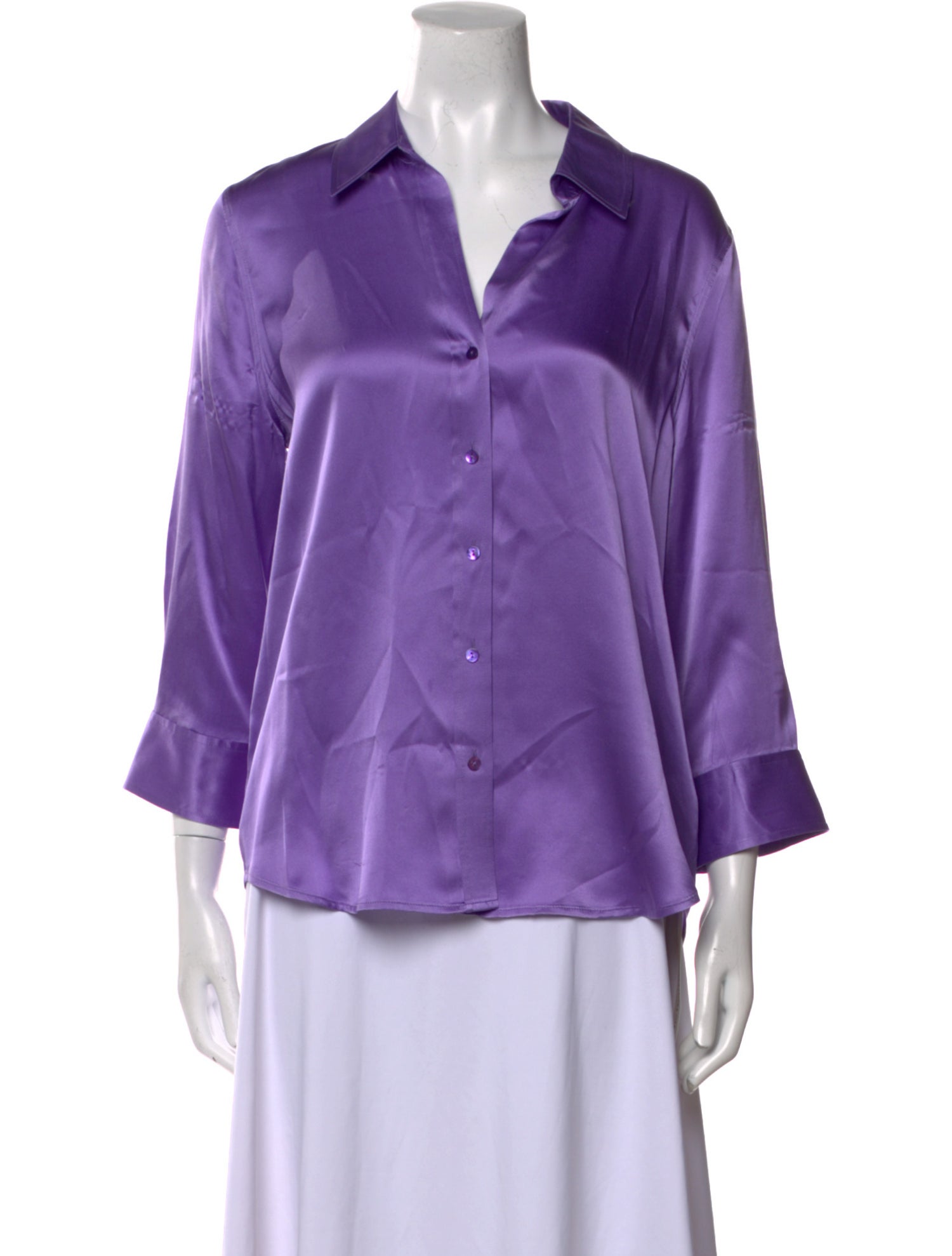L'Agence Silk Three-Quarter Sleeve Blouse