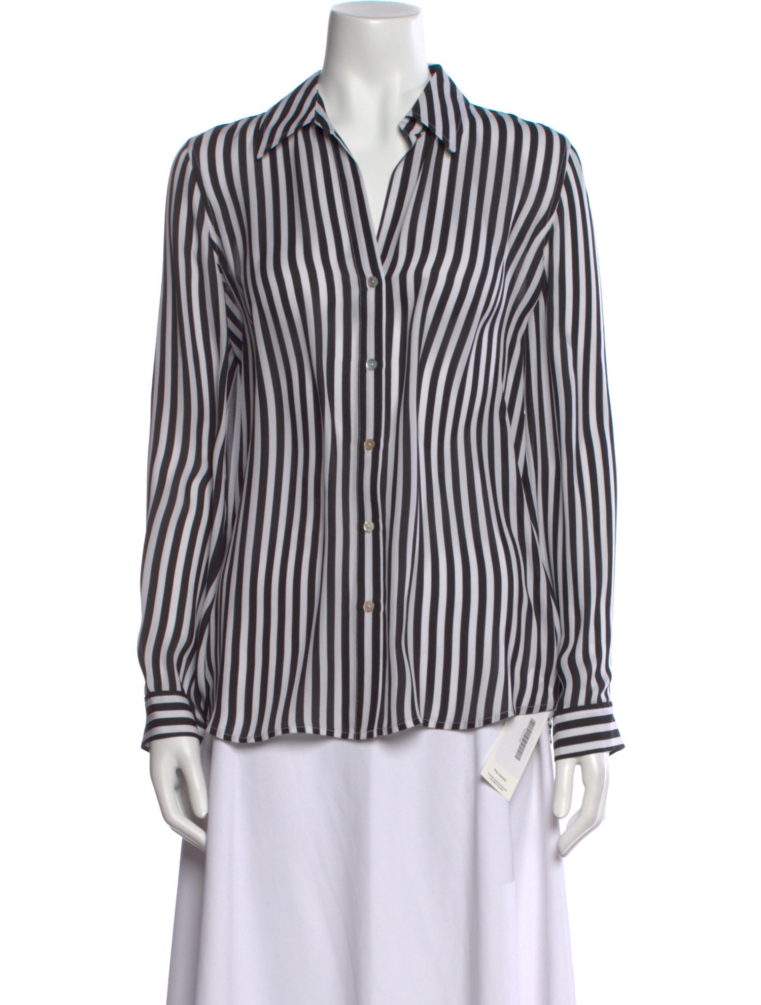 L'Agence Silk Striped Button-Up Top