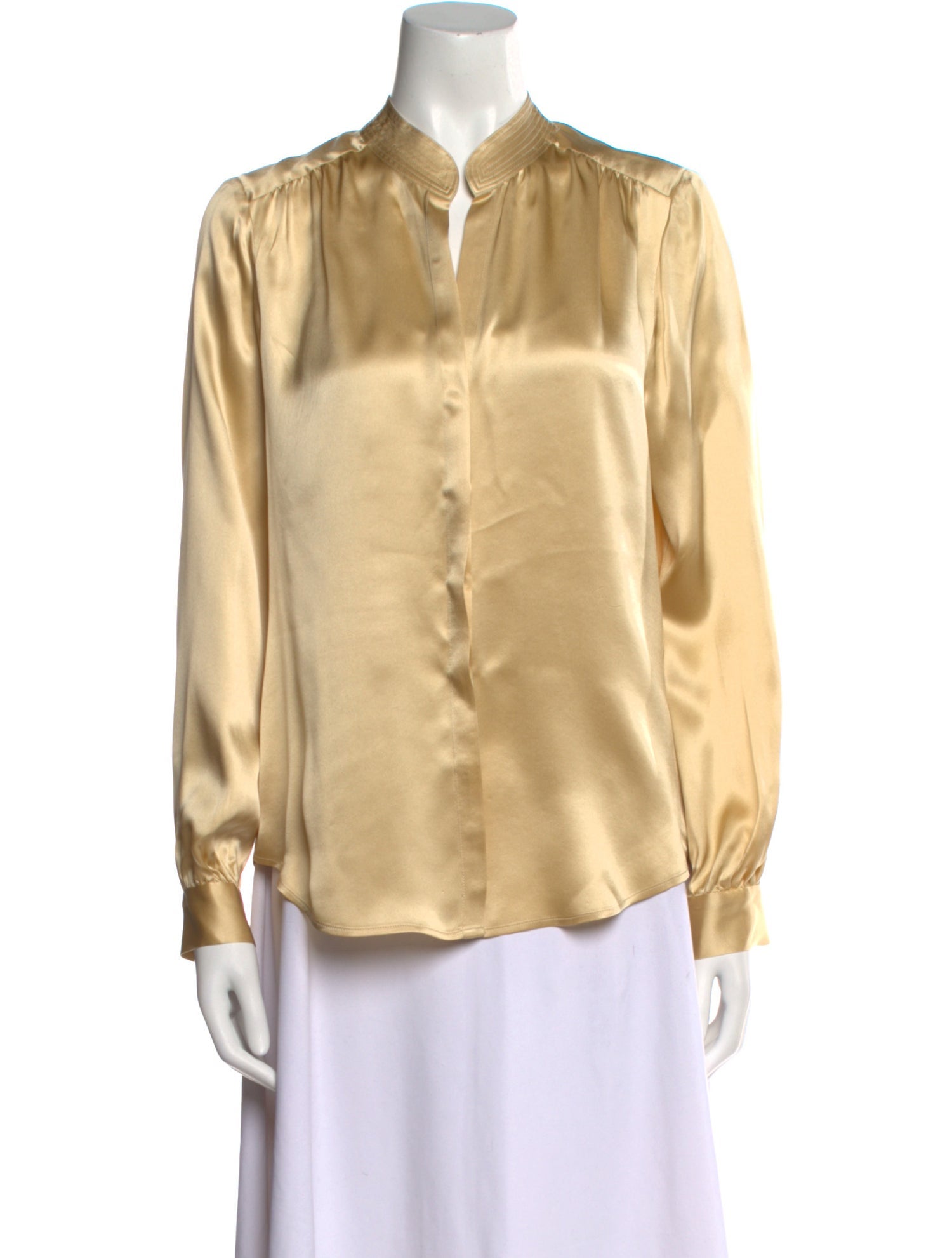 L'Agence Silk Long Sleeve Button-Up Top