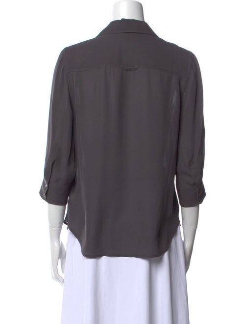 L'Agence Silk Three-Quarter Sleeve Button-Up Top