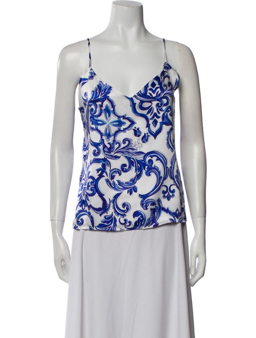 L'Agence Silk Floral Print Top