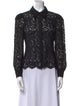 L'Agence Nylon Lace Pattern Button-Up Top