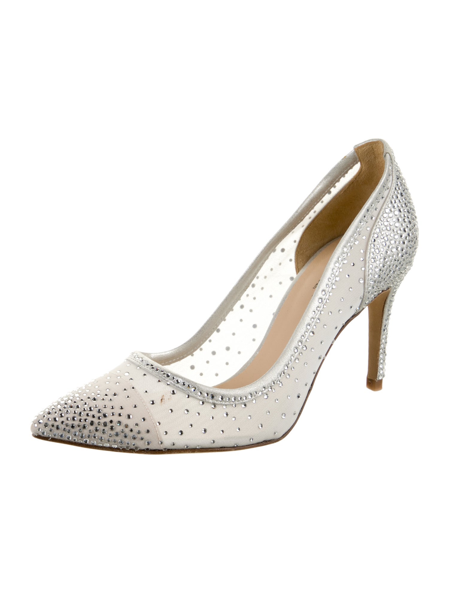 L'Agence Mesh Crystal Embellishments Pumps