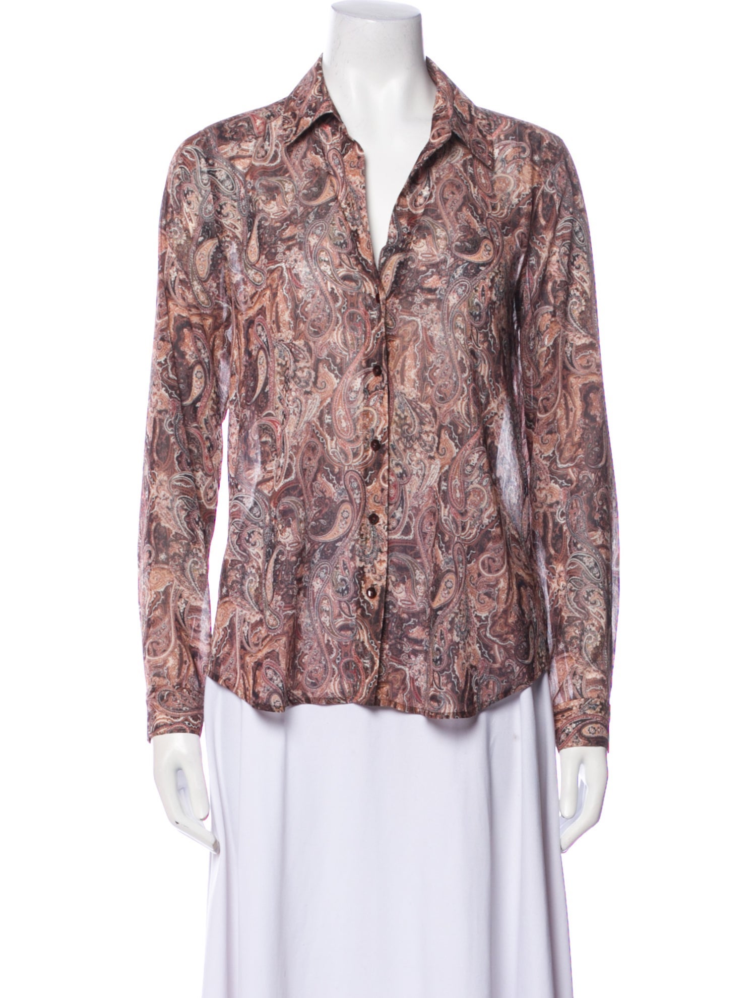 L'Agence Paisley Print Long Sleeve Button-Up Top