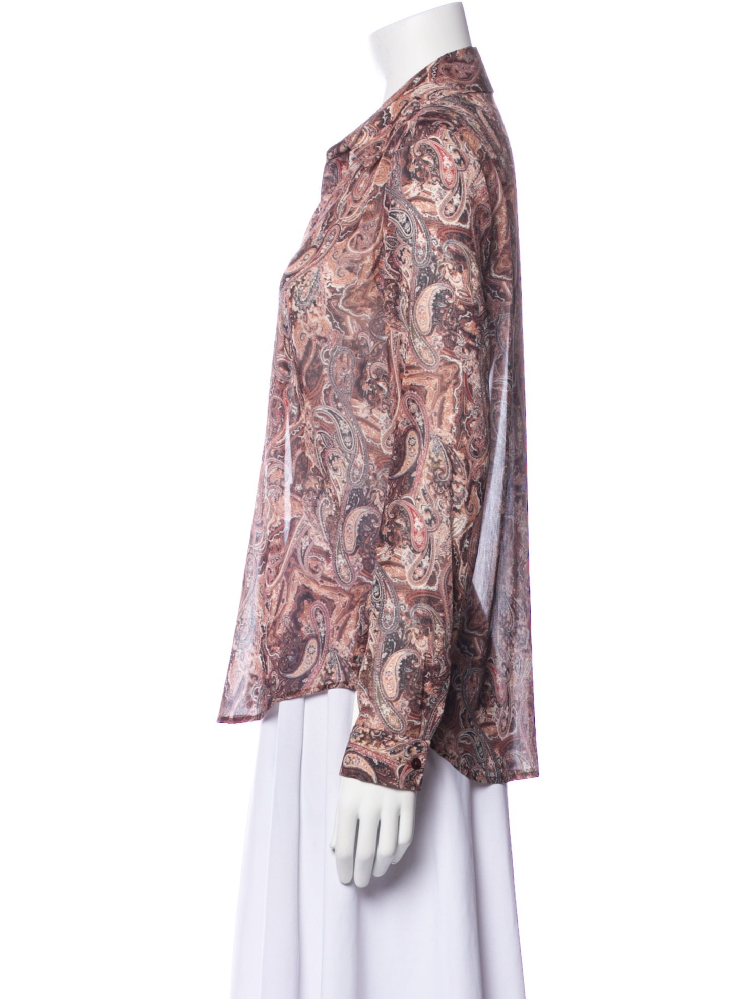 L'Agence Paisley Print Long Sleeve Button-Up Top