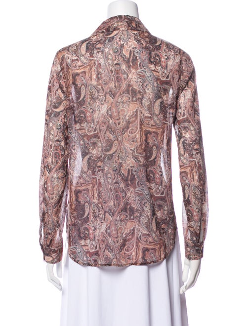L'Agence Paisley Print Long Sleeve Button-Up Top