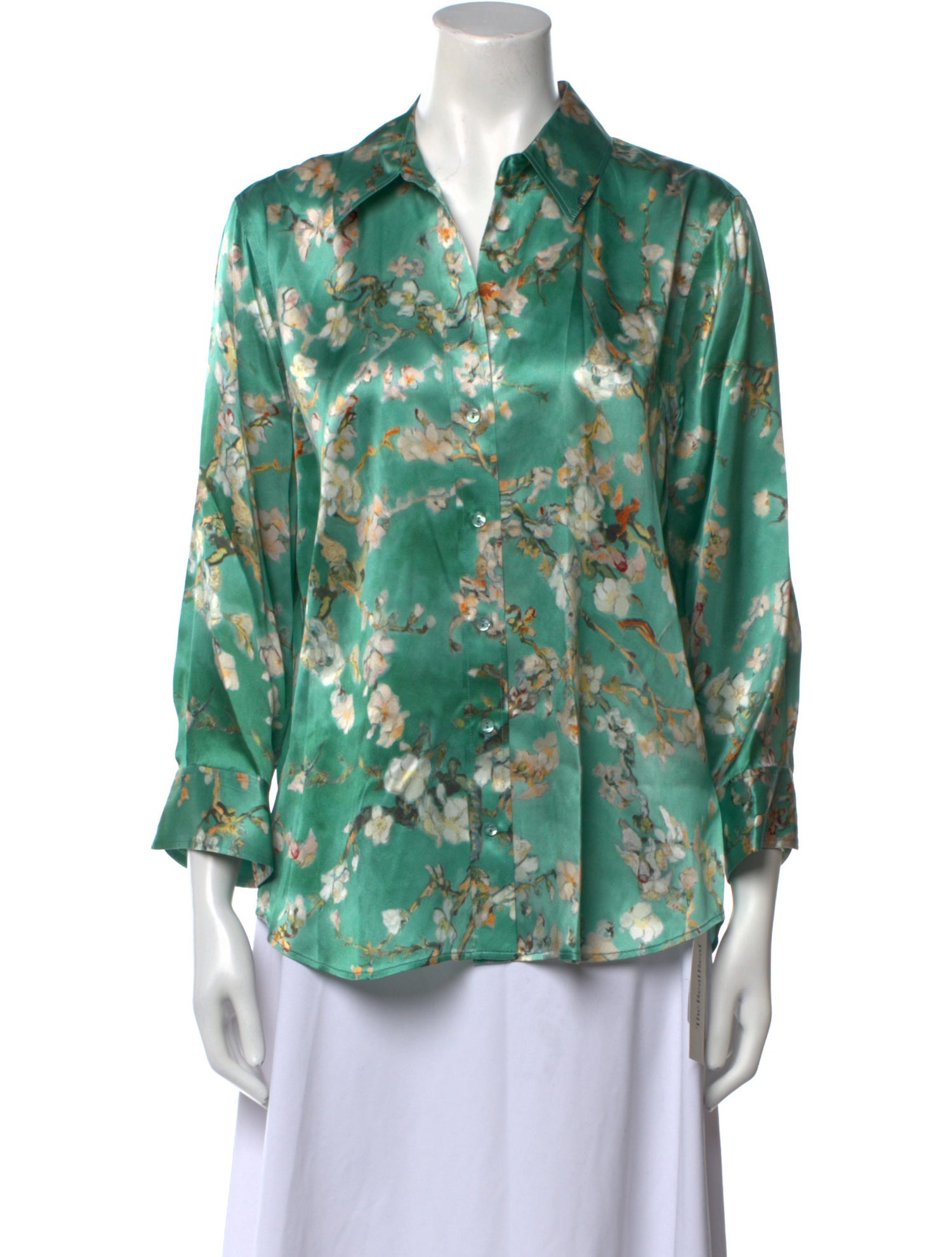L'Agence Silk Floral Print Button-Up Top w/ Tags