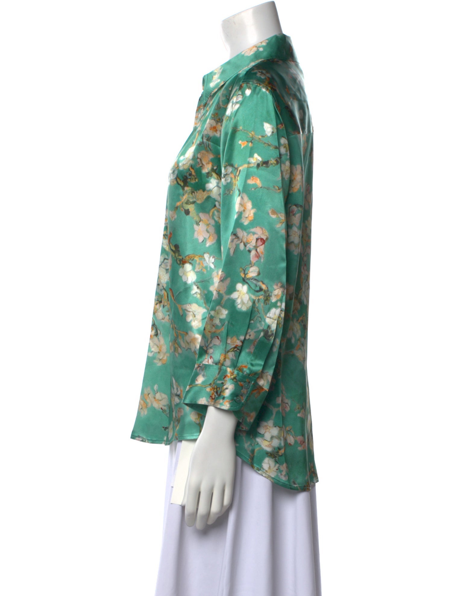 L'Agence Silk Floral Print Button-Up Top w/ Tags