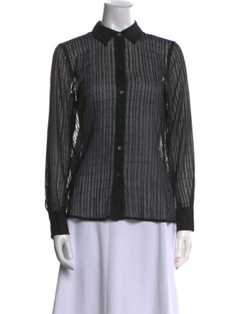 L'Agence Striped Long Sleeve Button-Up Top