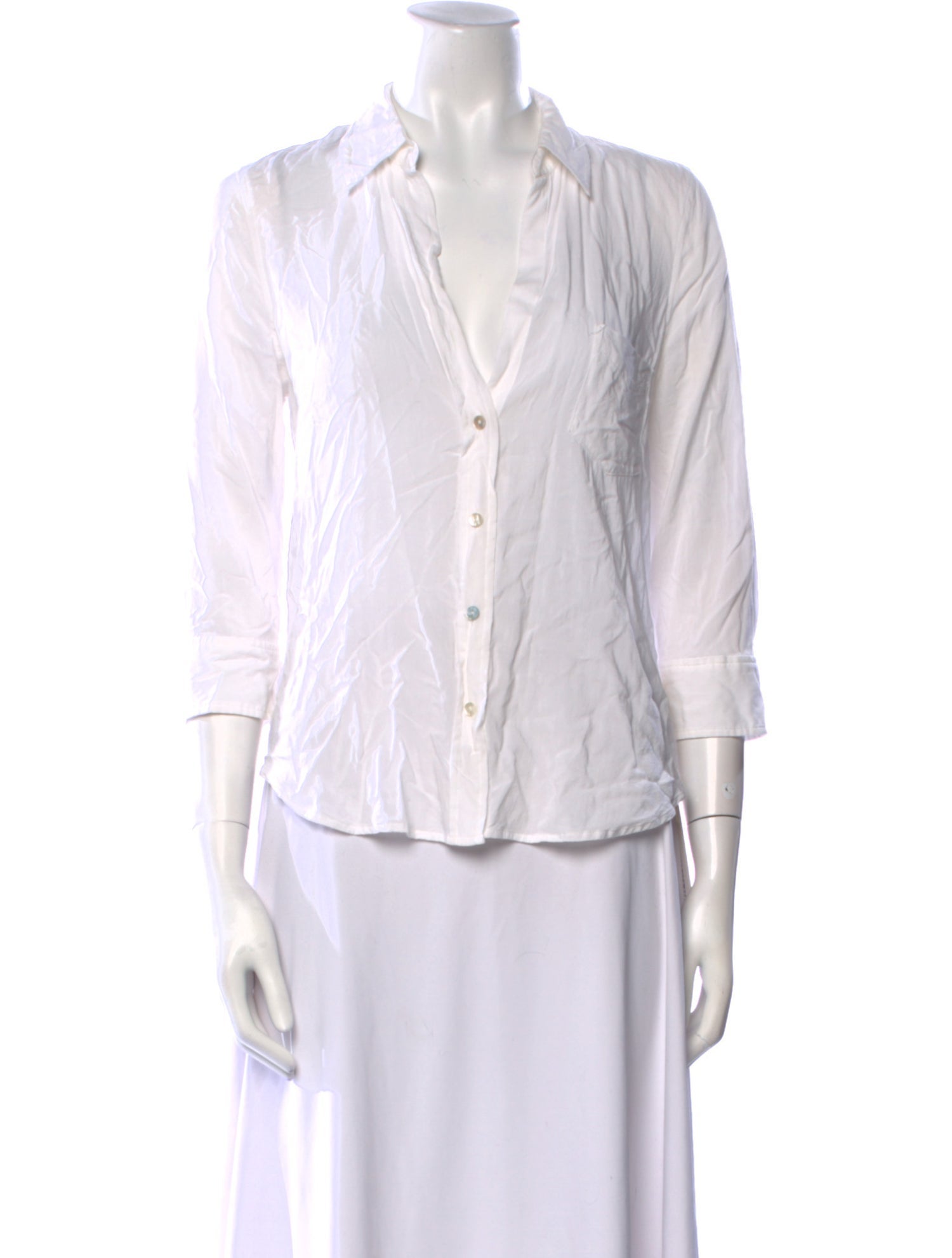 L'Agence Three-Quarter Sleeve Button-Up Top