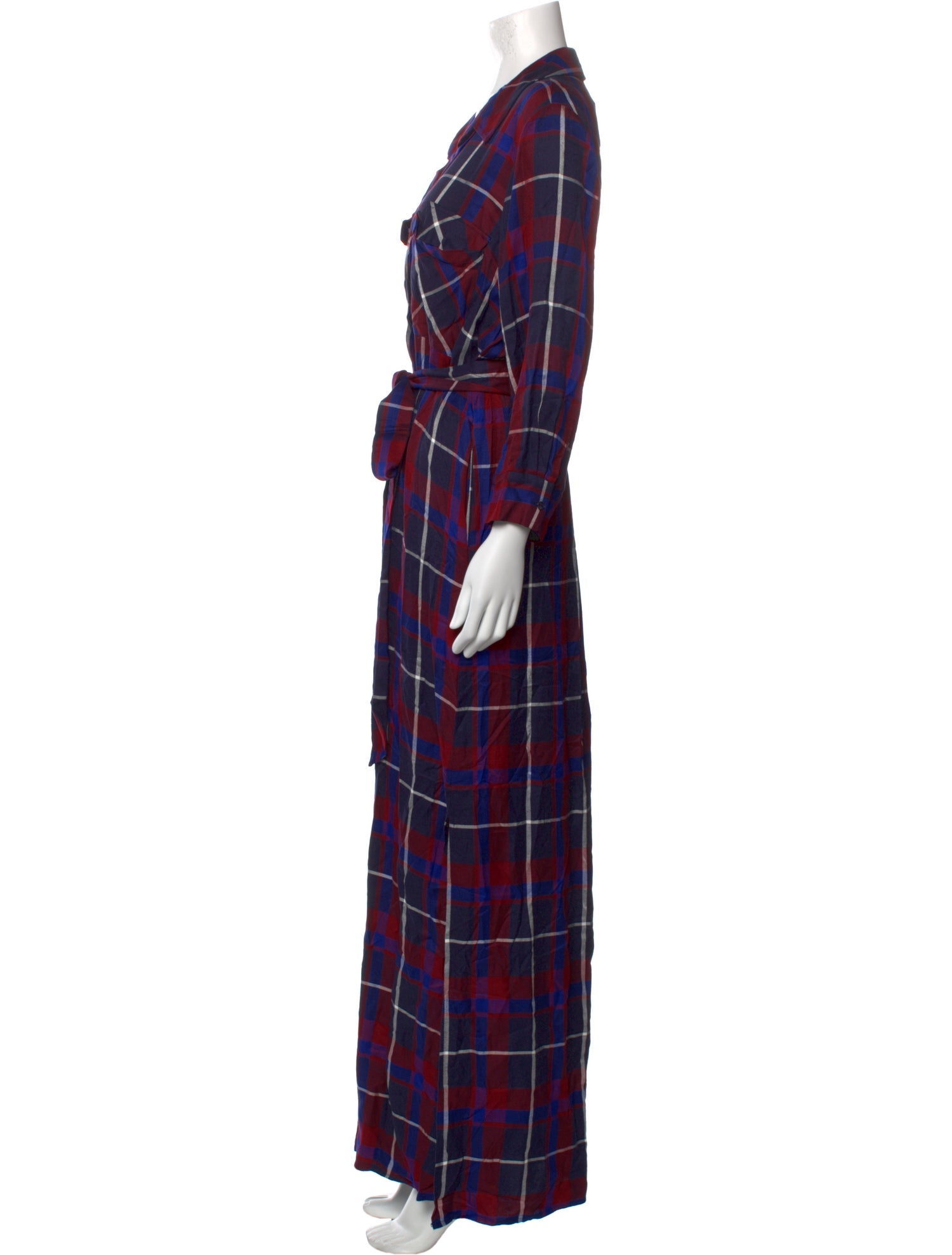 L'Agence Plaid Print Long Dress