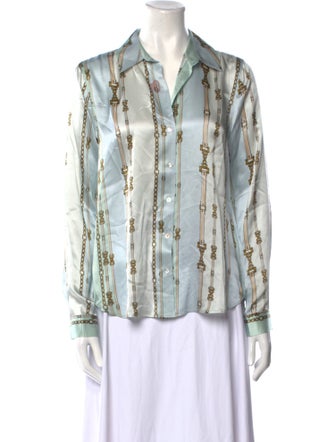 L'Agence Silk Printed Button-Up Top