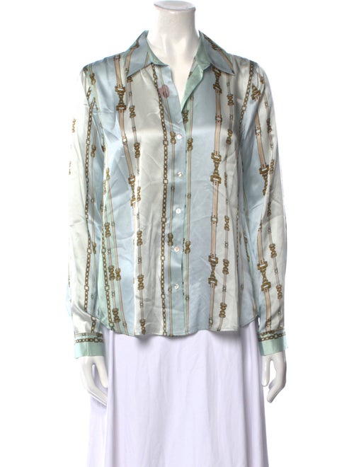 L'Agence Silk Printed Button-Up Top