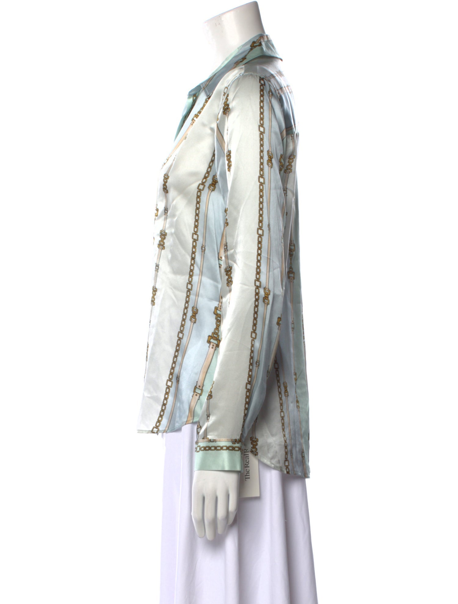 L'Agence Silk Printed Button-Up Top