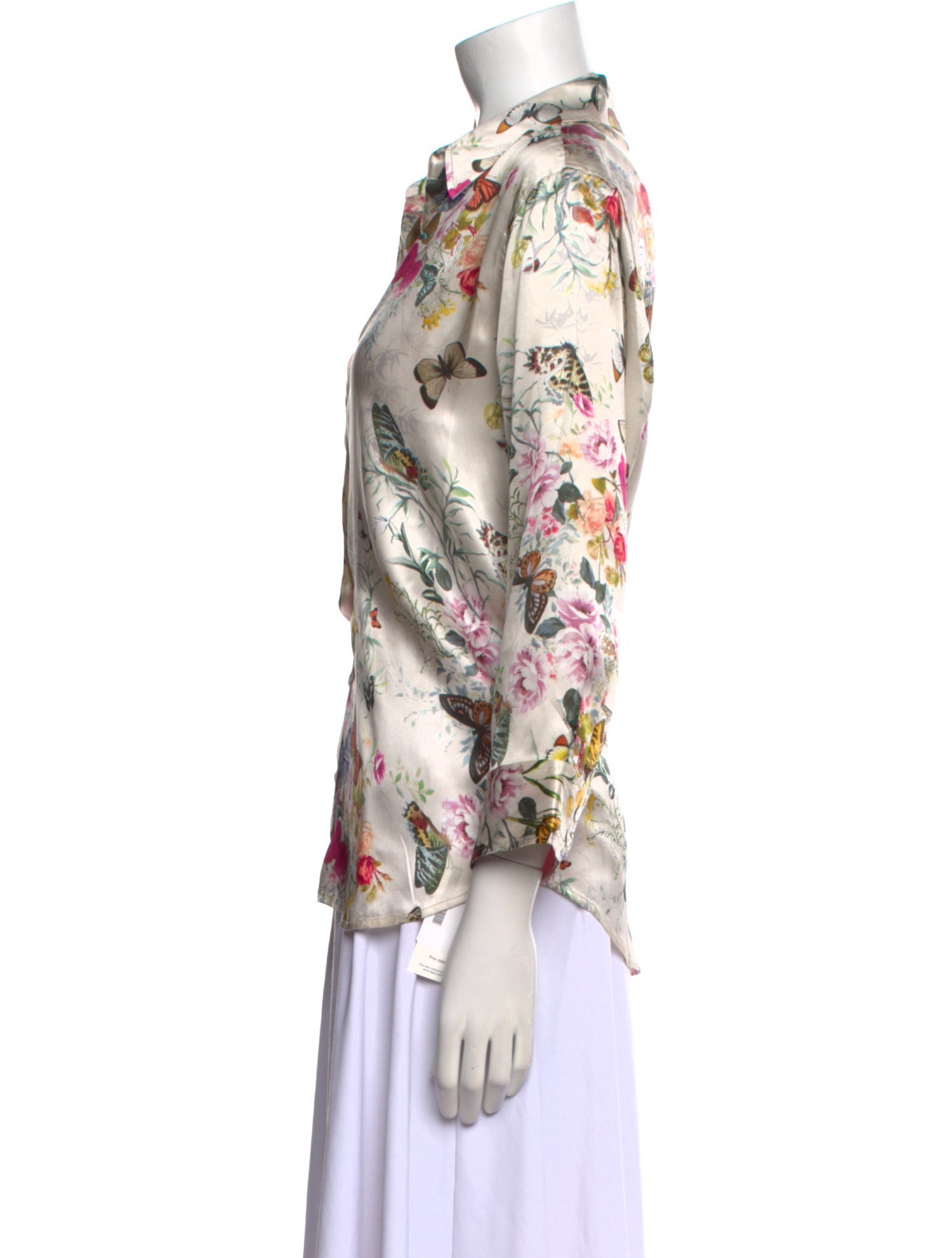 L'Agence Silk Floral Print Button-Up Top