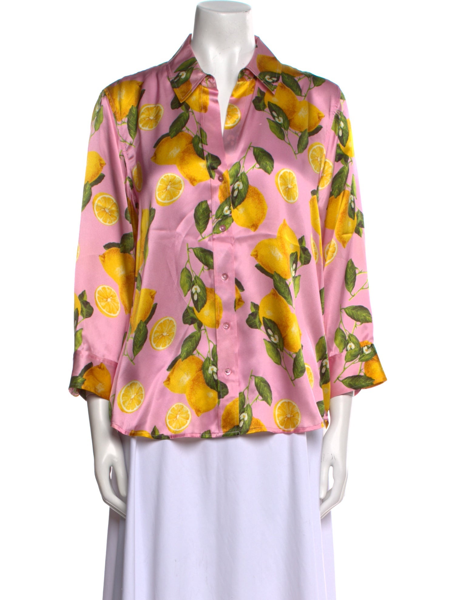 L'Agence Silk Printed Button-Up Top