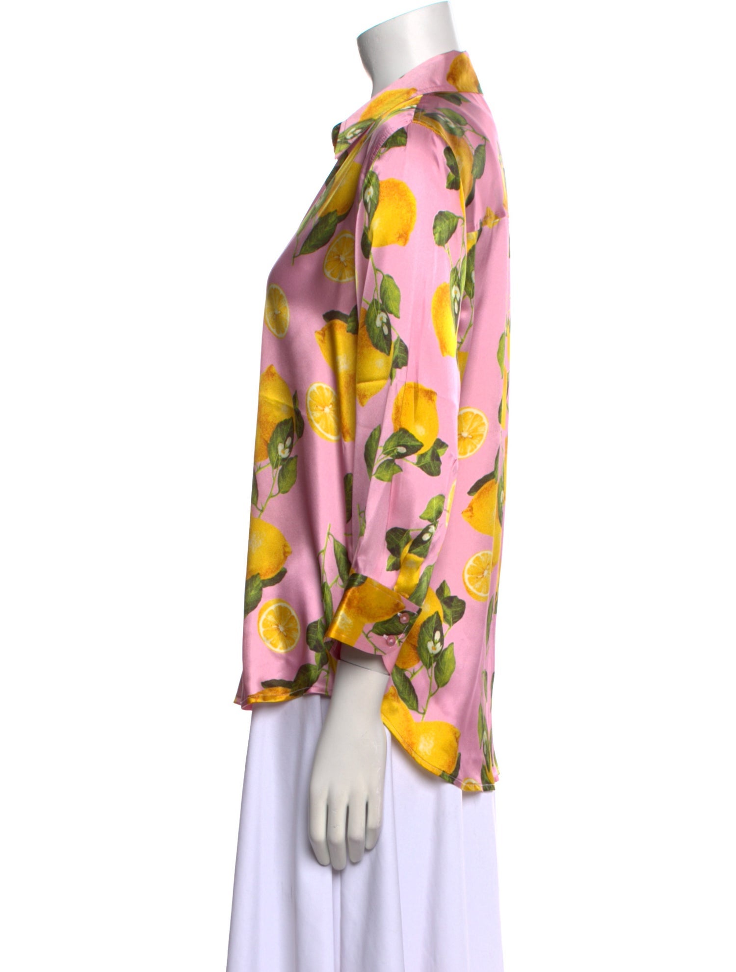 L'Agence Silk Printed Button-Up Top