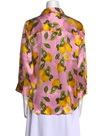 L'Agence Silk Printed Button-Up Top