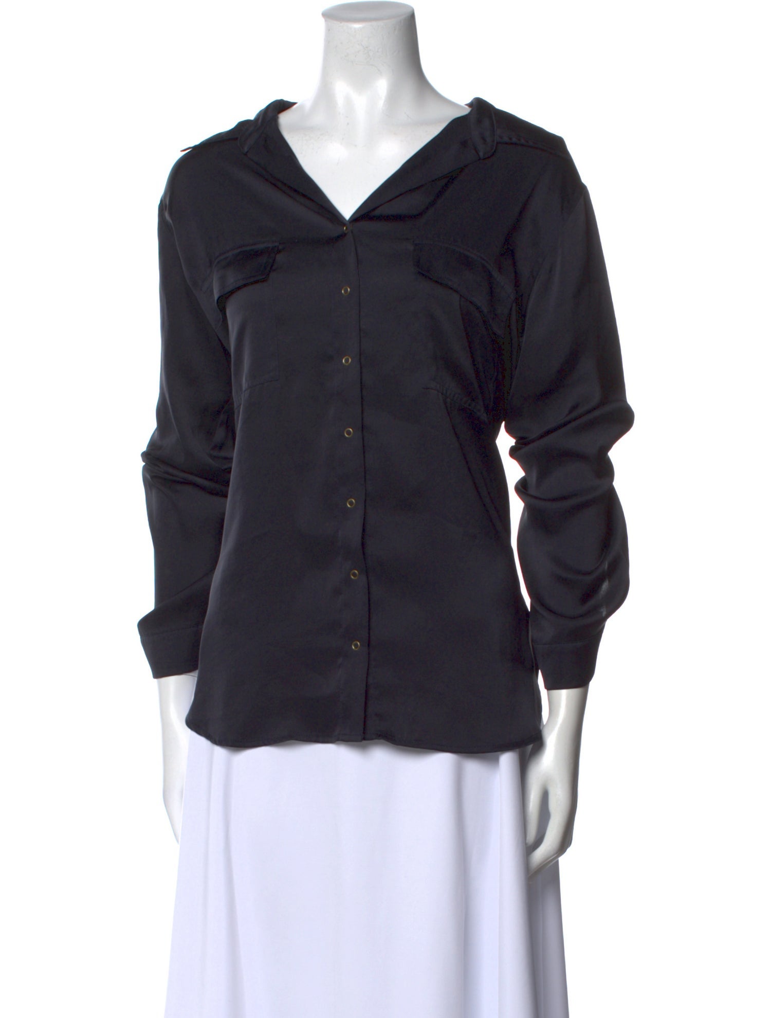 L'Agence V-Neck Long Sleeve Button-Up Top