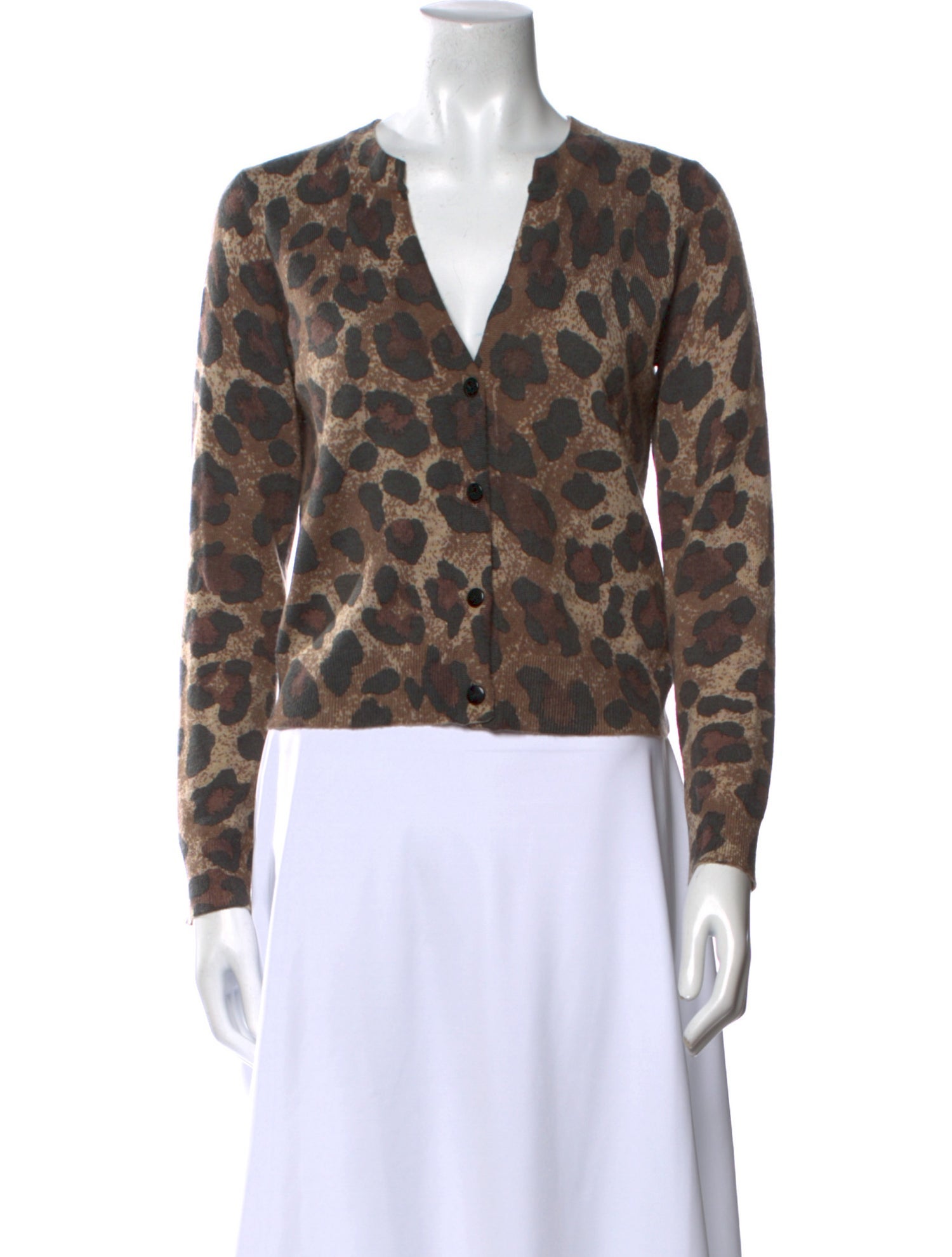 L'Agence Animal Print V-Neck Sweater