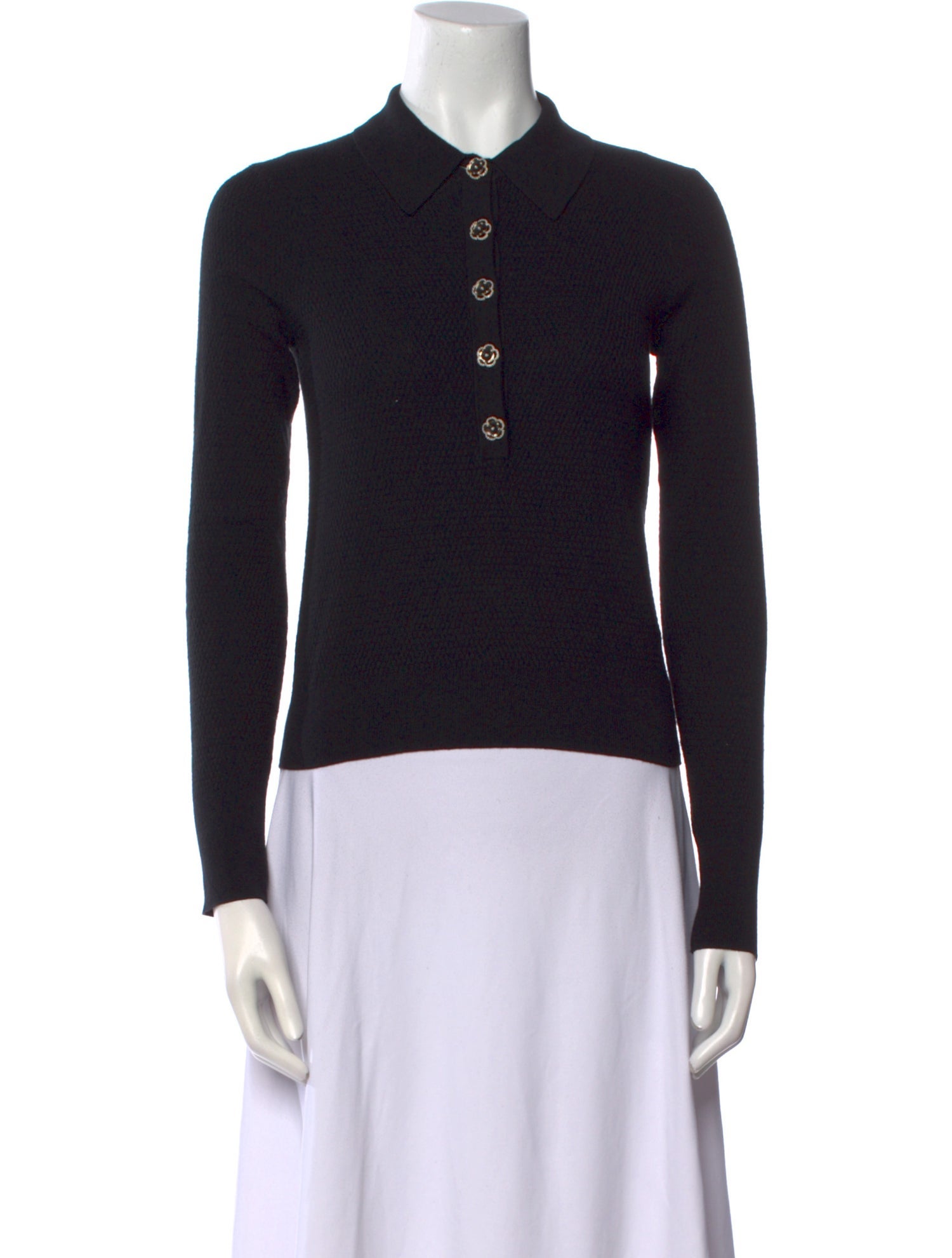 L'Agence Mock Neck Long Sleeve Polo