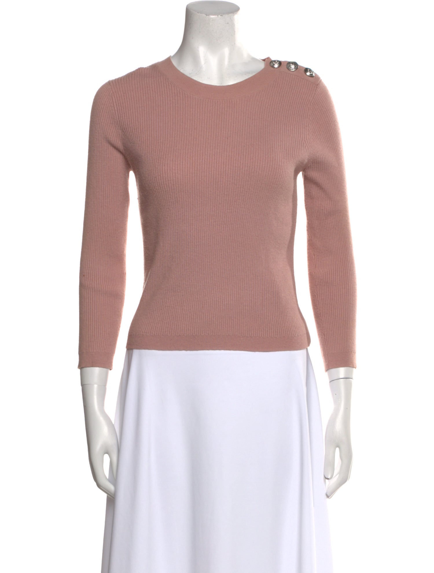 L'Agence Crew Neck Three-Quarter Sleeve Top