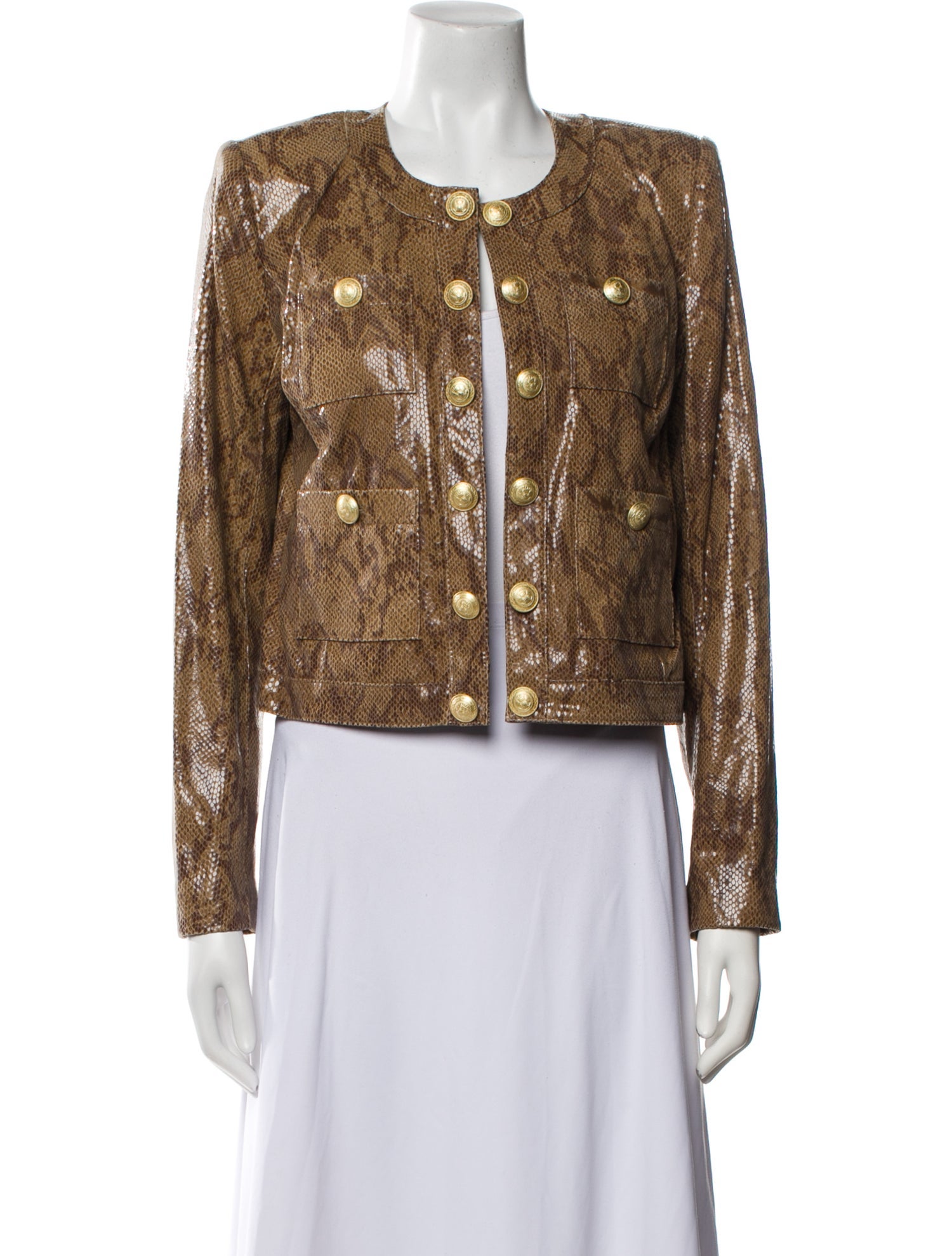 L'Agence Lamb Leather Printed Evening Jacket w/ Tags