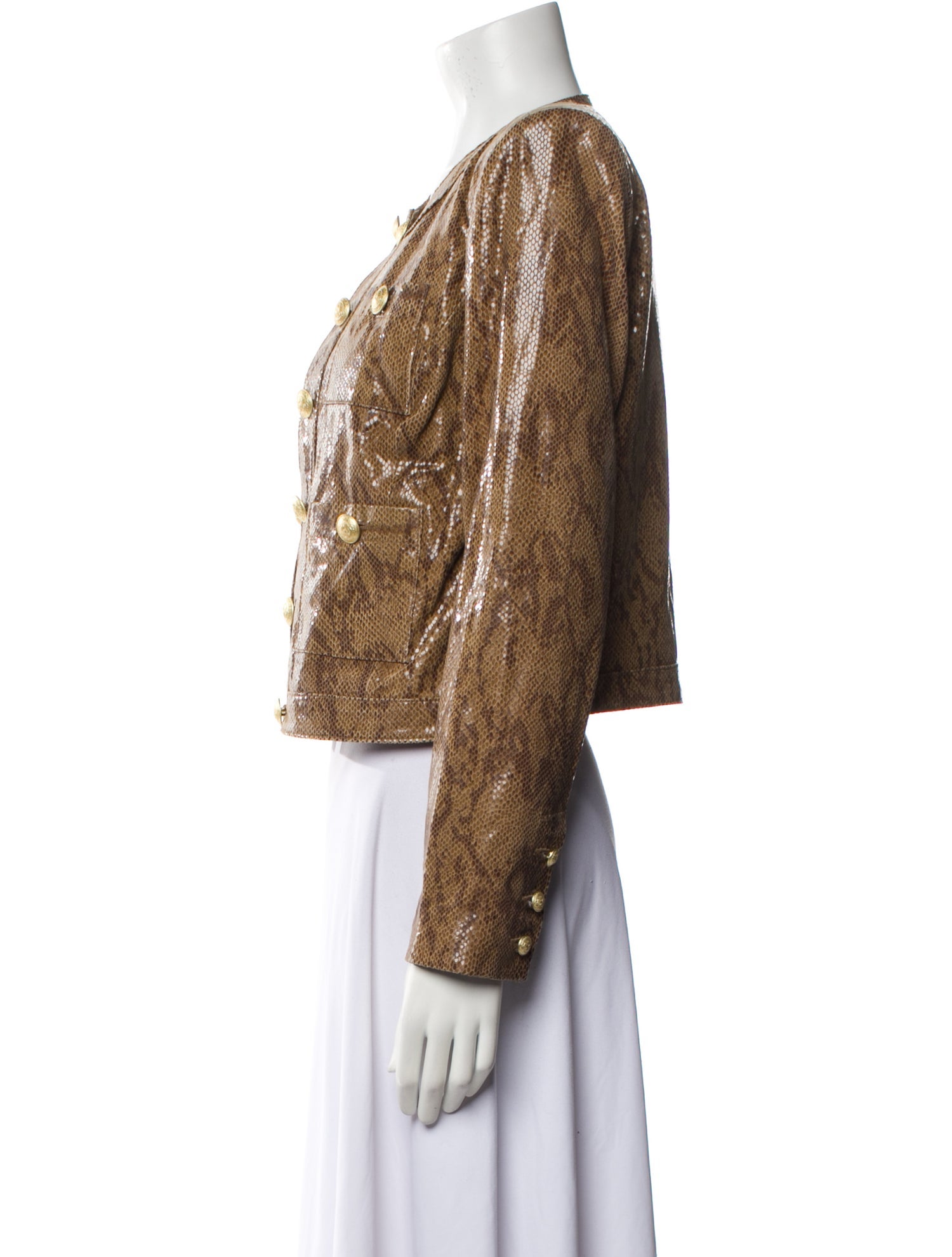 L'Agence Lamb Leather Printed Evening Jacket w/ Tags