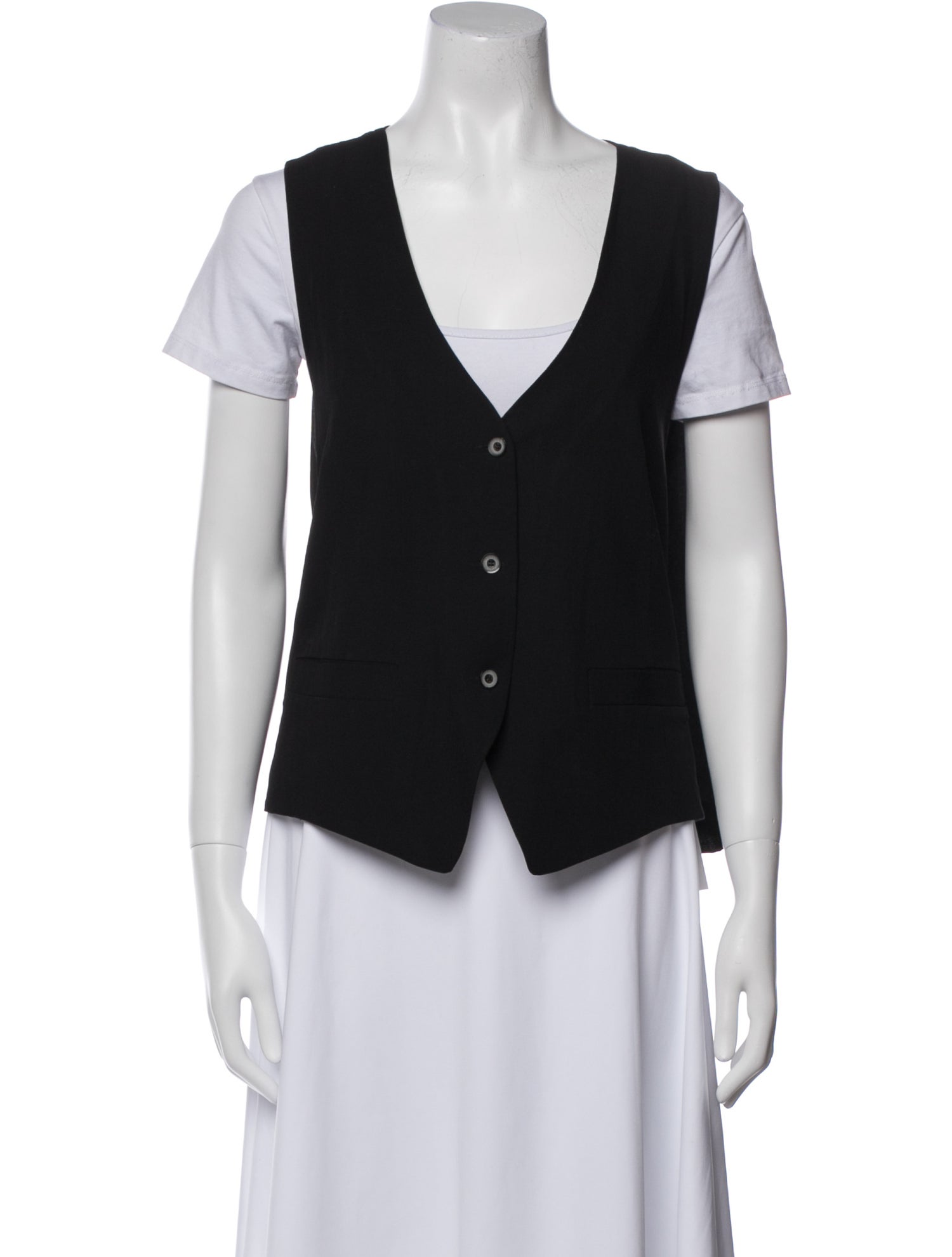 L'Agence V-Neck Short Sleeve Button-Up Top