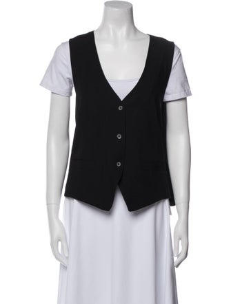 L'Agence V-Neck Short Sleeve Button-Up Top