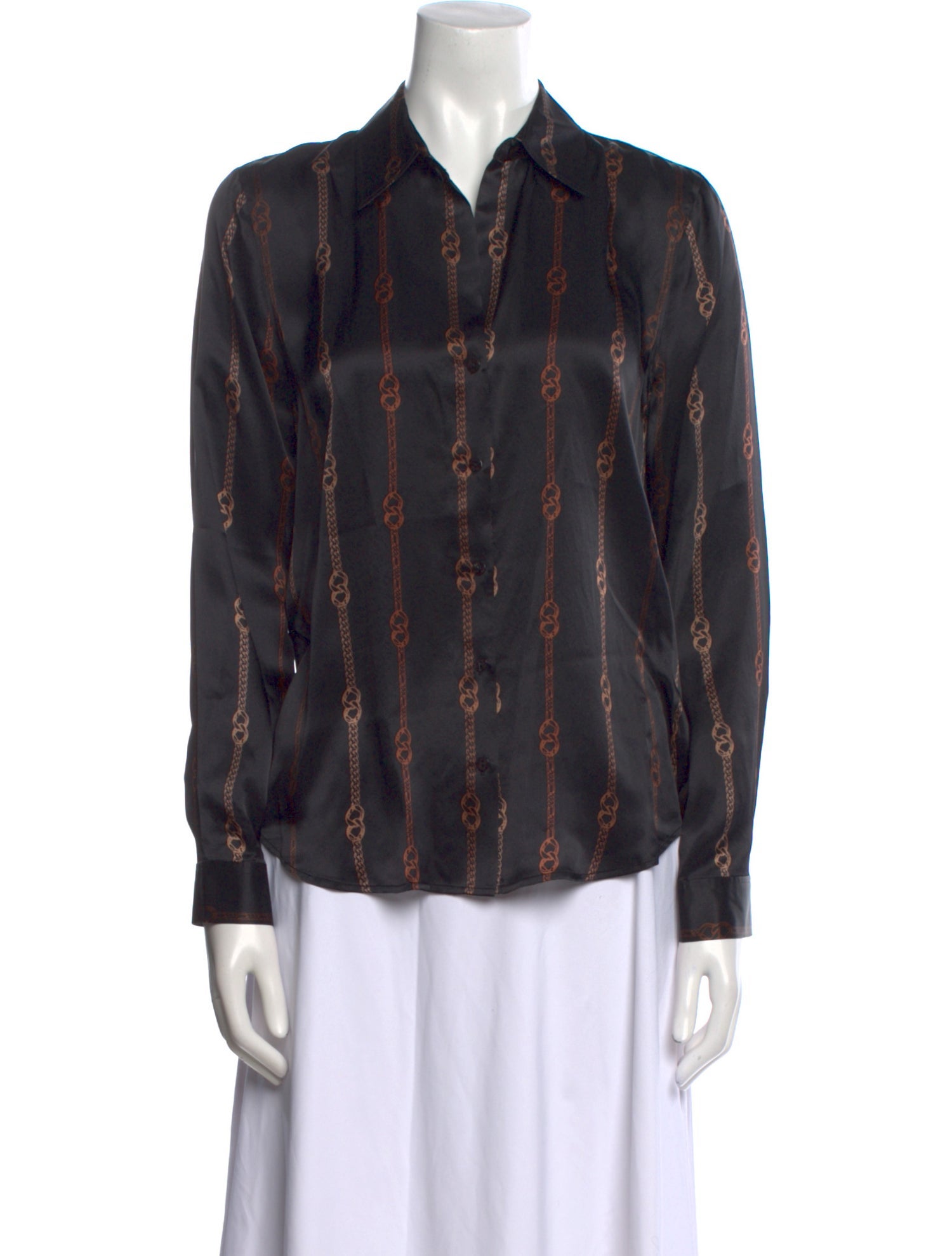 L'Agence Silk Printed Button-Up Top w/ Tags