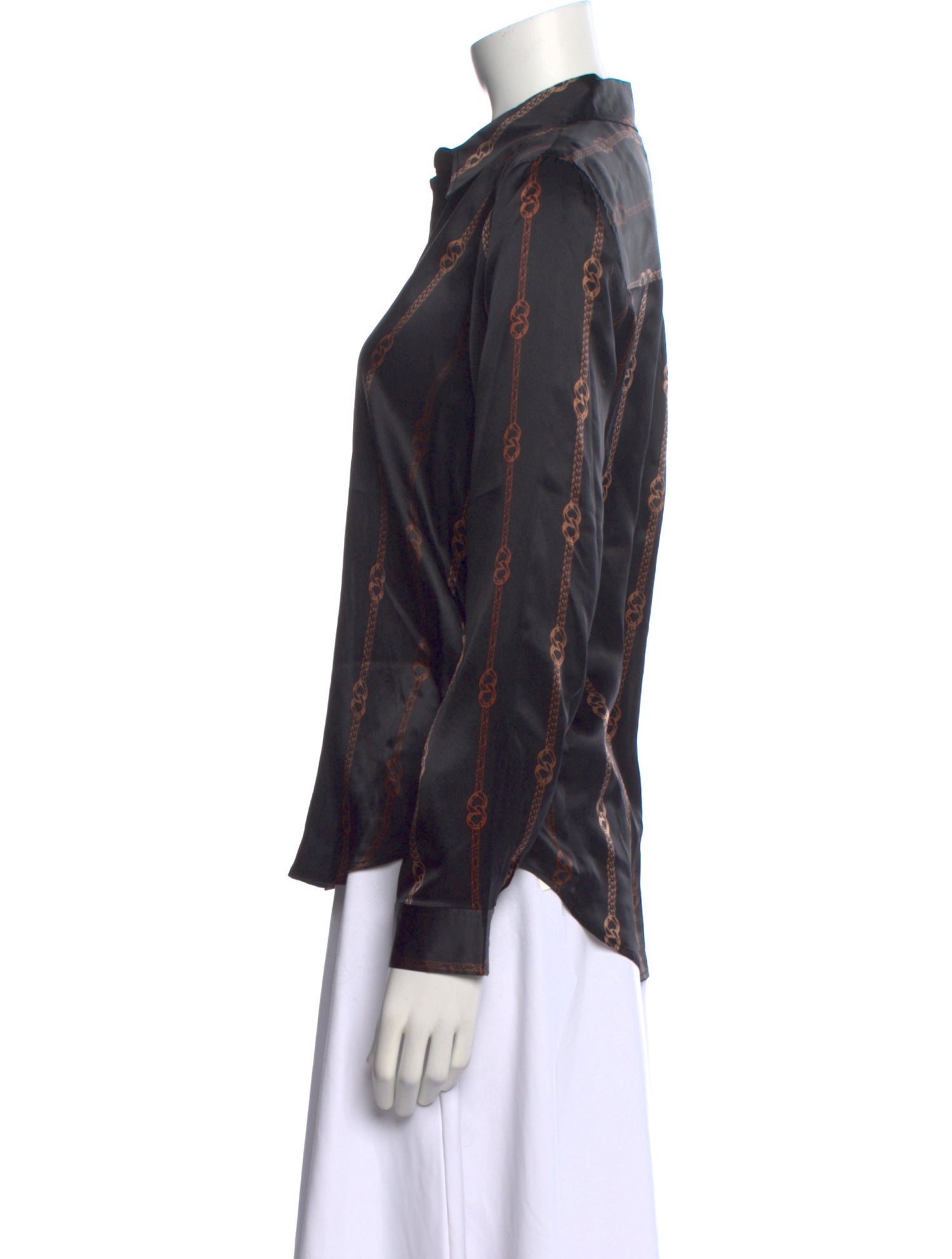 L'Agence Silk Printed Button-Up Top w/ Tags