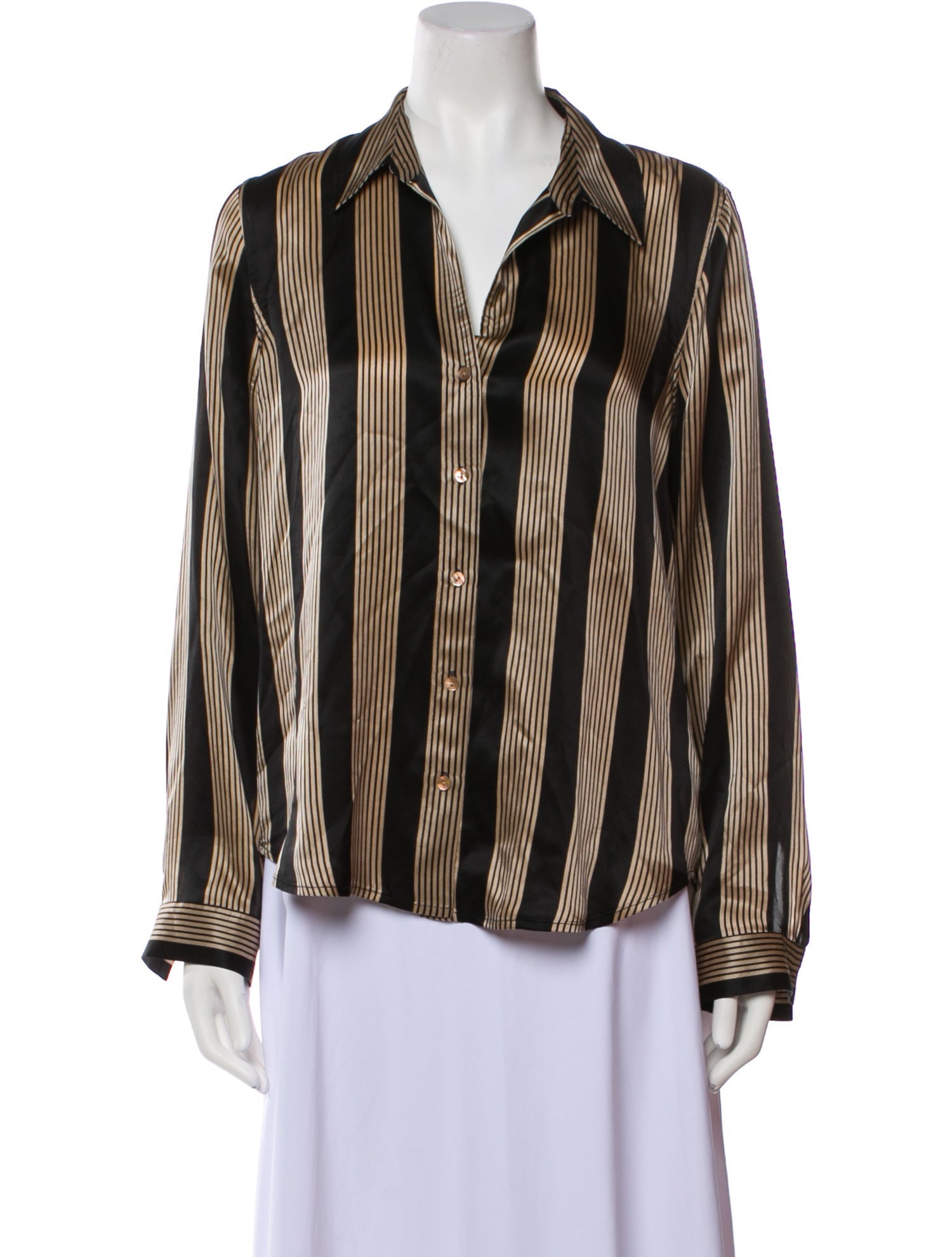 L'Agence Silk Striped Button-Up Top