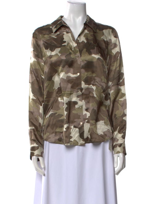 L'Agence Silk Printed Button-Up Top