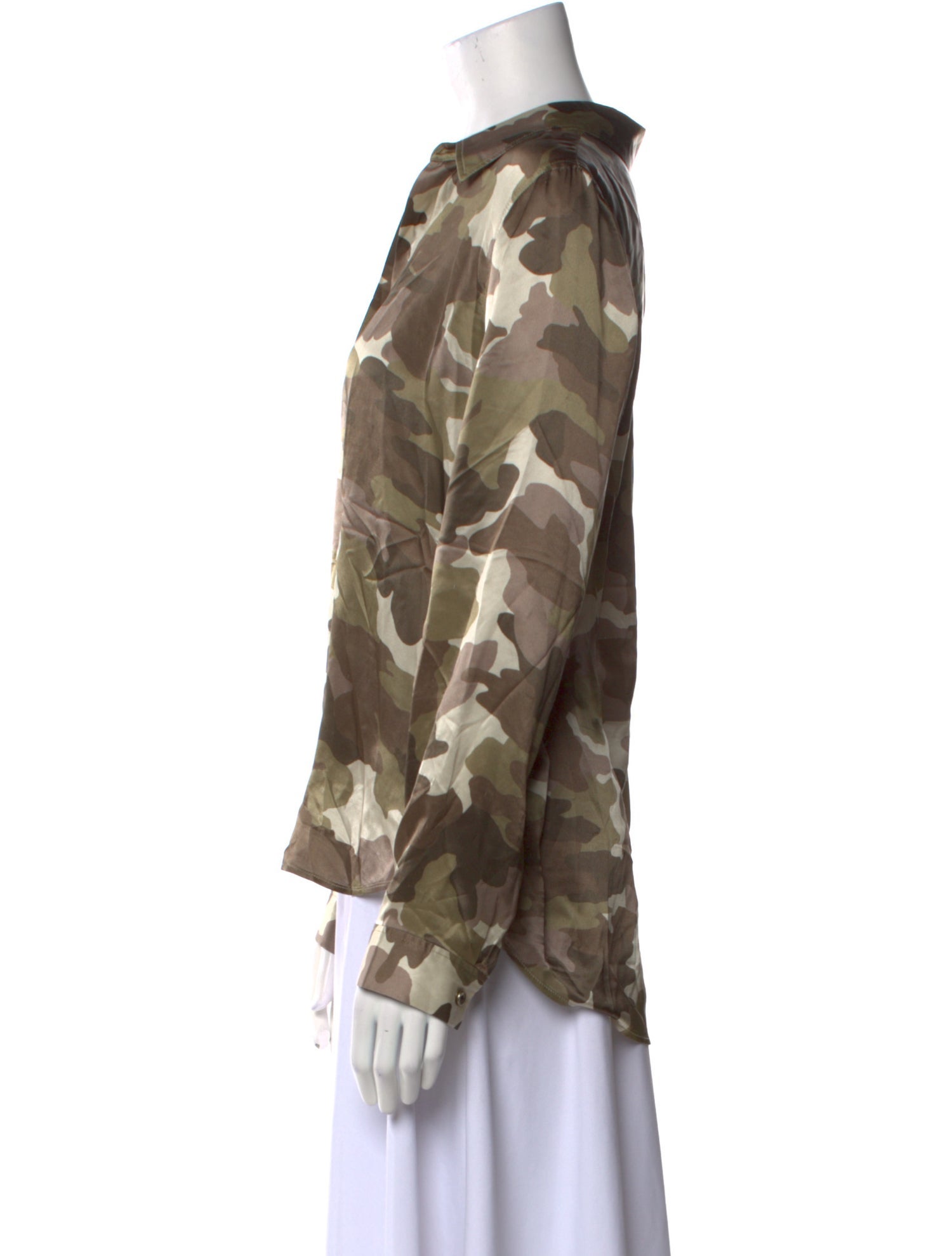 L'Agence Silk Printed Button-Up Top