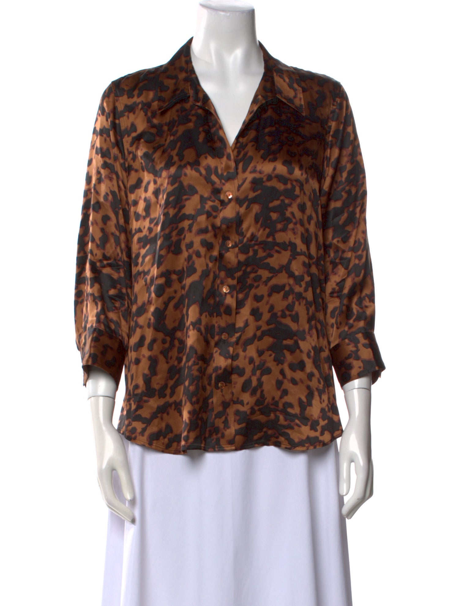 L'Agence Silk Animal Print Blouse