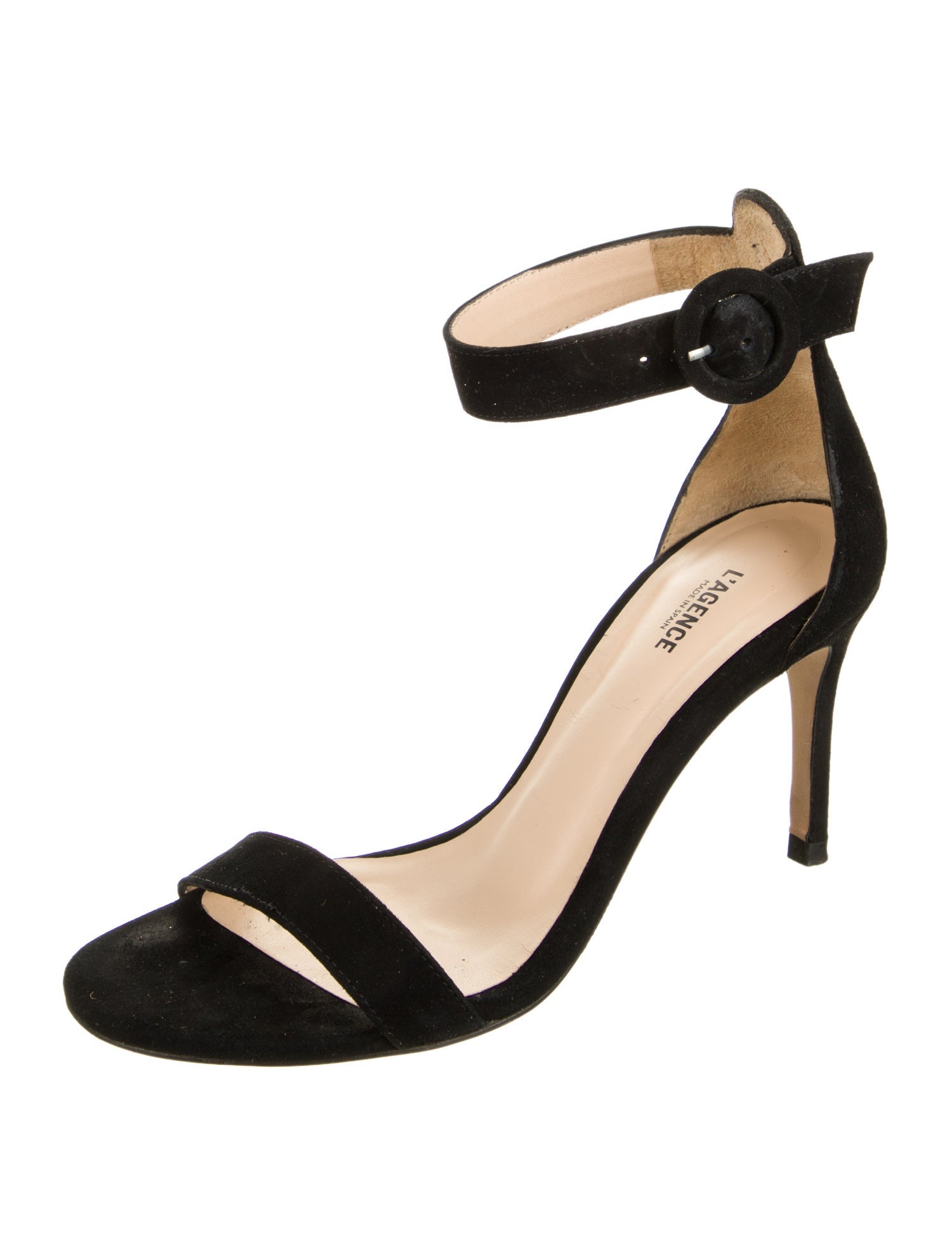 L'Agence Suede Chain-Link Accents Sandals