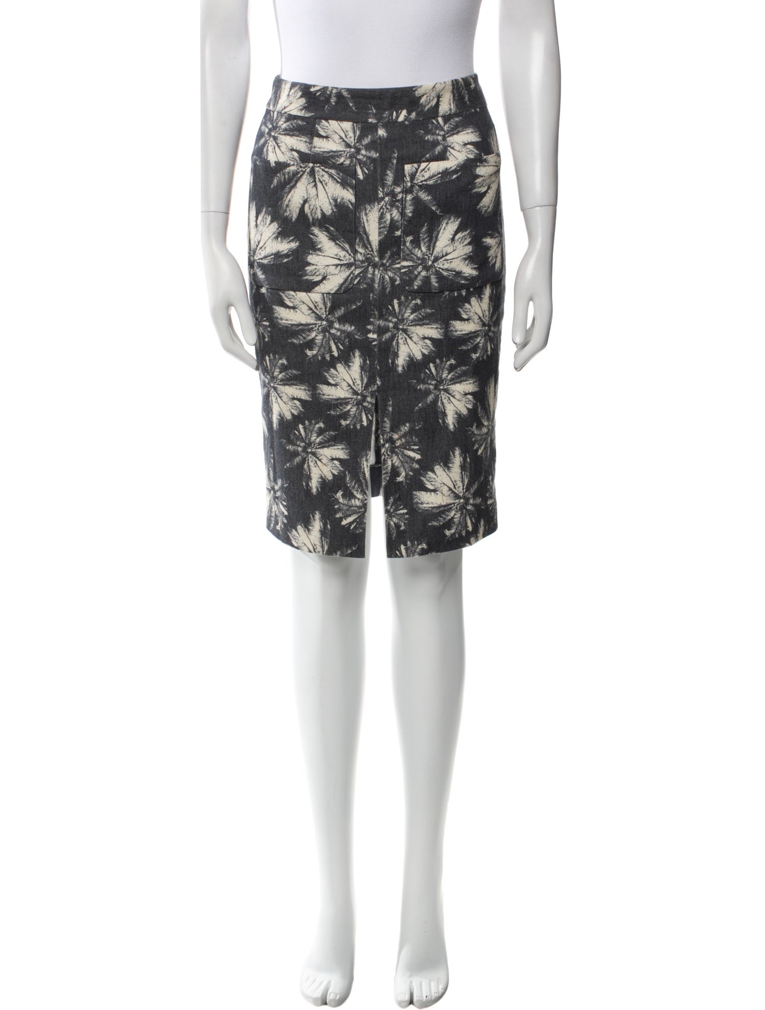 L'Agence Floral Print Knee-Length Skirt