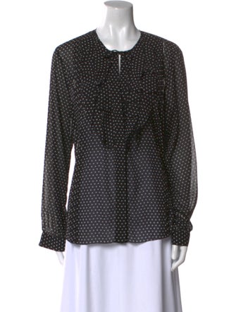 L'Agence Polka Dot Print Crew Neck Blouse