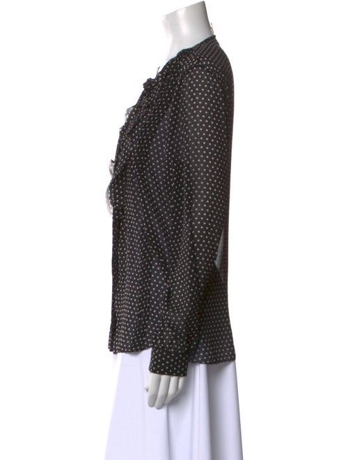L'Agence Polka Dot Print Crew Neck Blouse