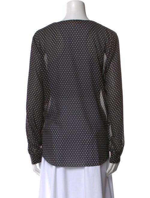 L'Agence Polka Dot Print Crew Neck Blouse