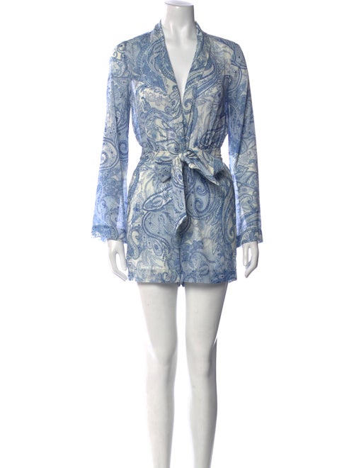 L'Agence Paisley Print V-Neck Romper