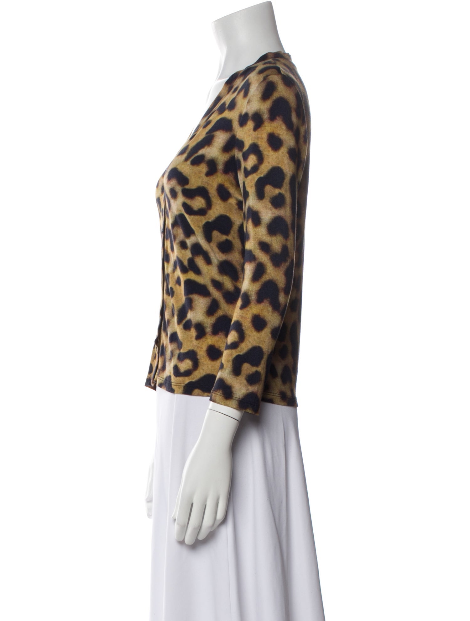 L'Agence Animal Print V-Neck Top