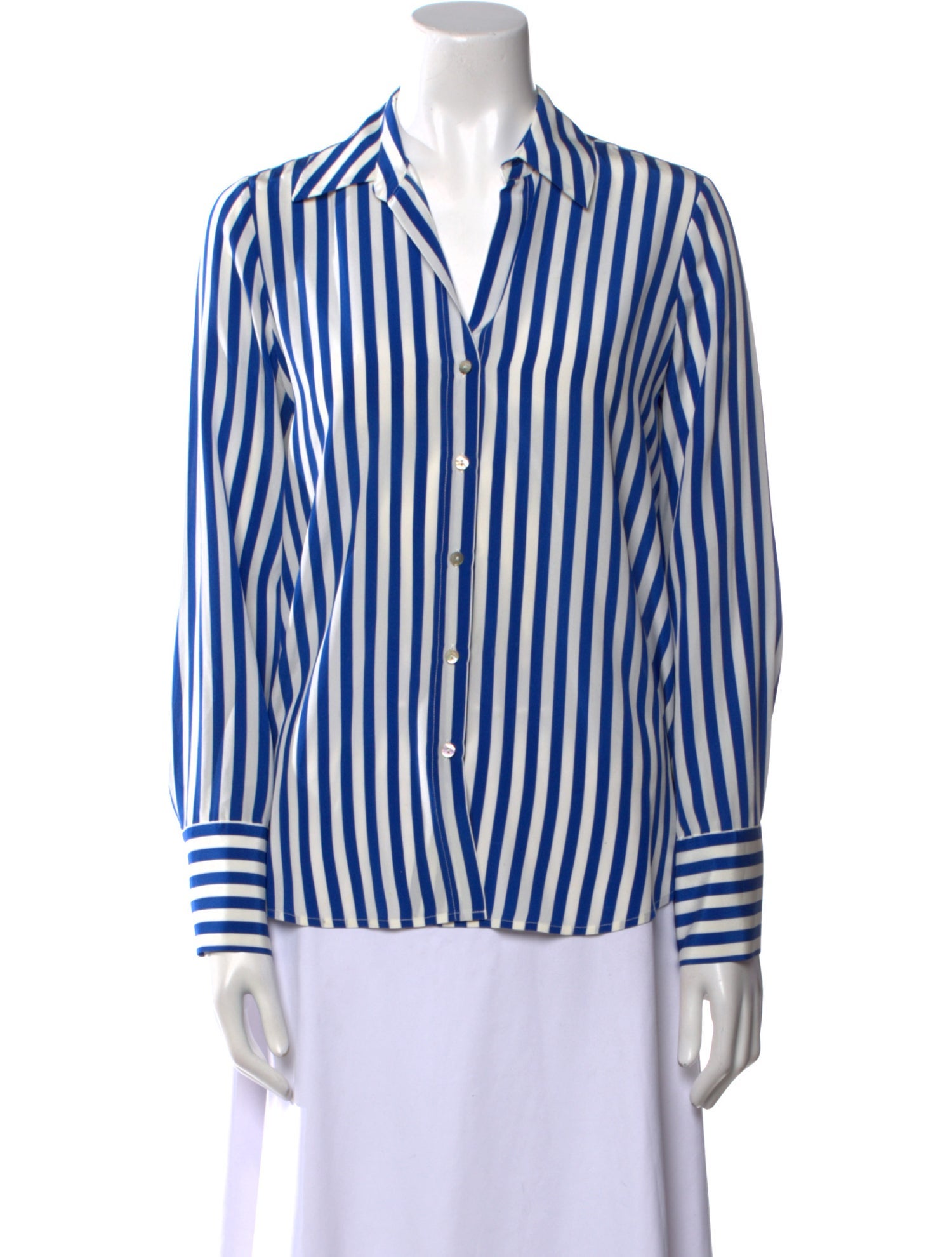 L'Agence Silk Striped Button-Up Top