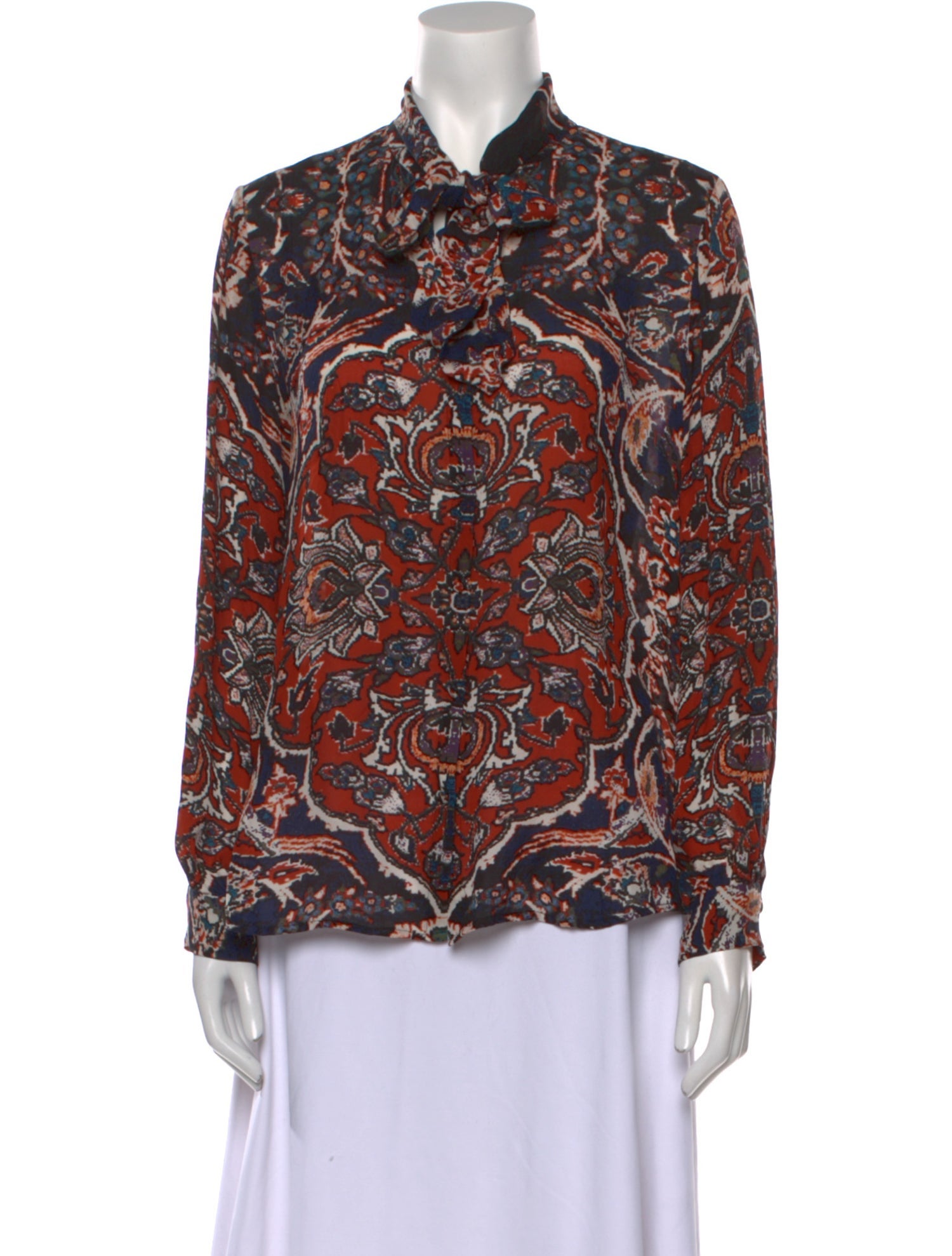 L'Agence Silk Printed Button-Up Top