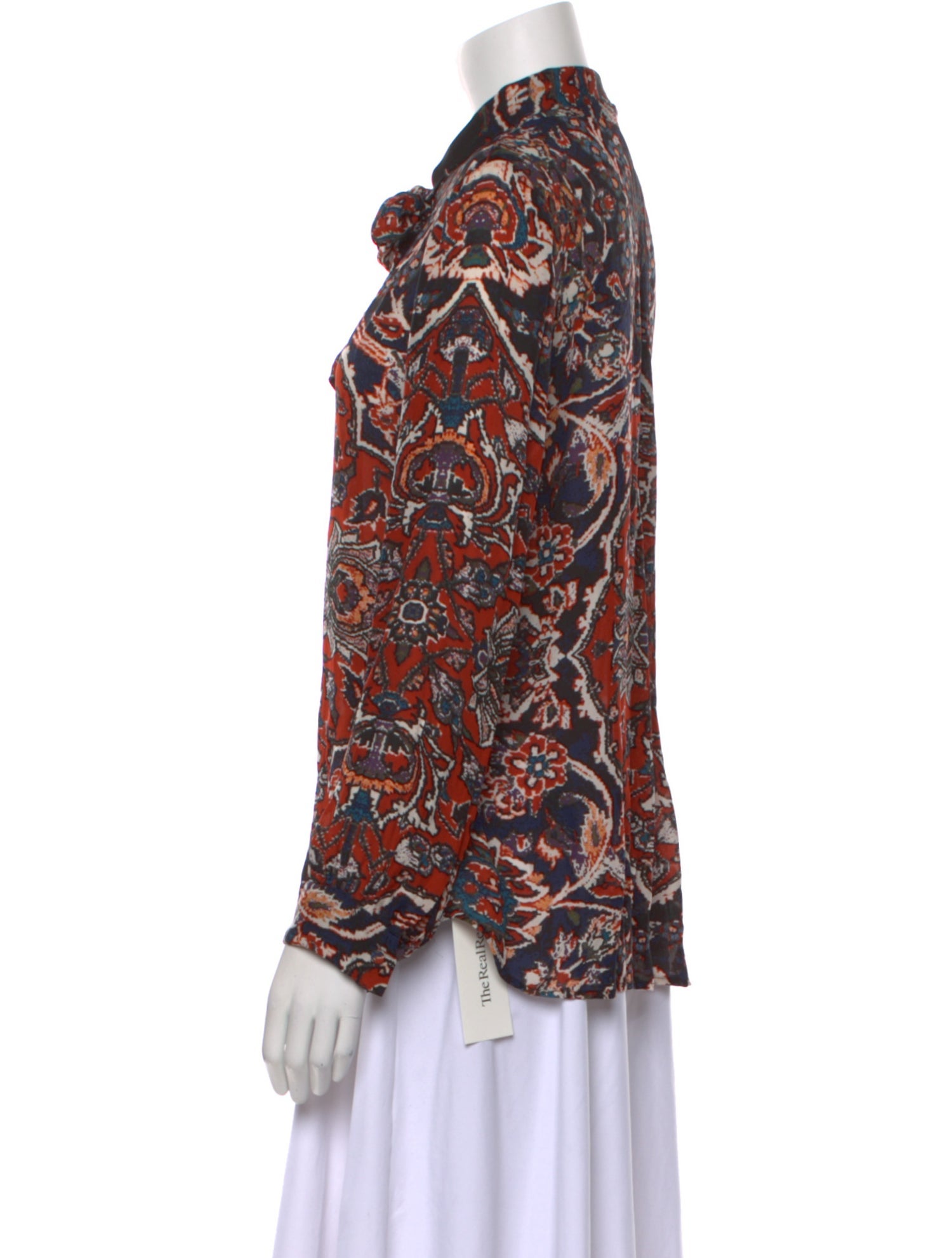 L'Agence Silk Printed Button-Up Top