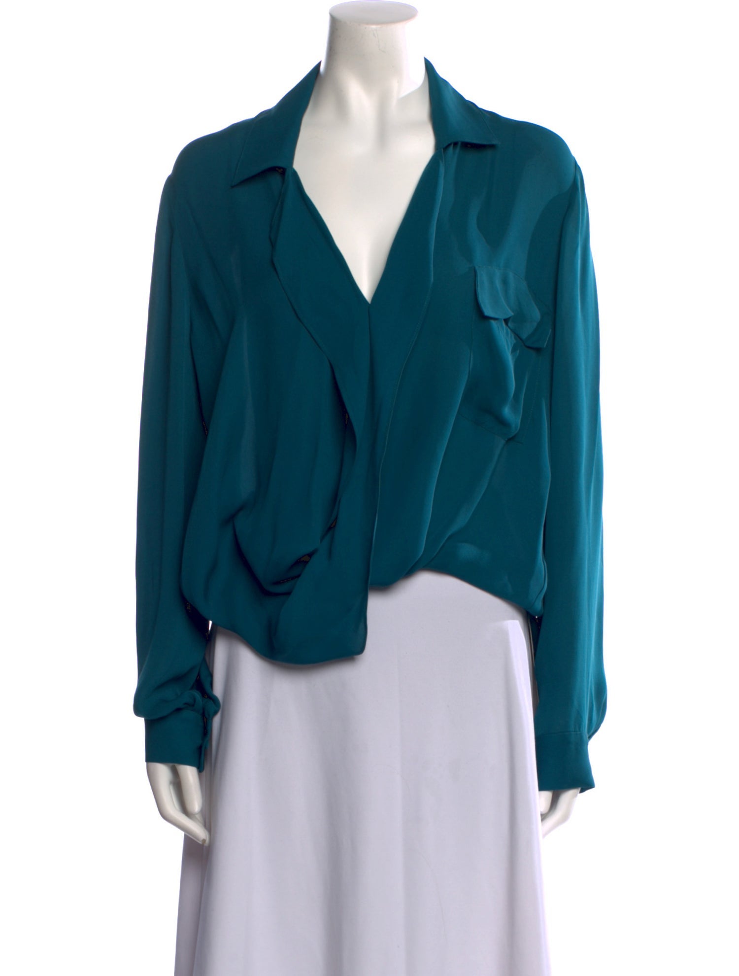 L'Agence Silk V-Neck Blouse