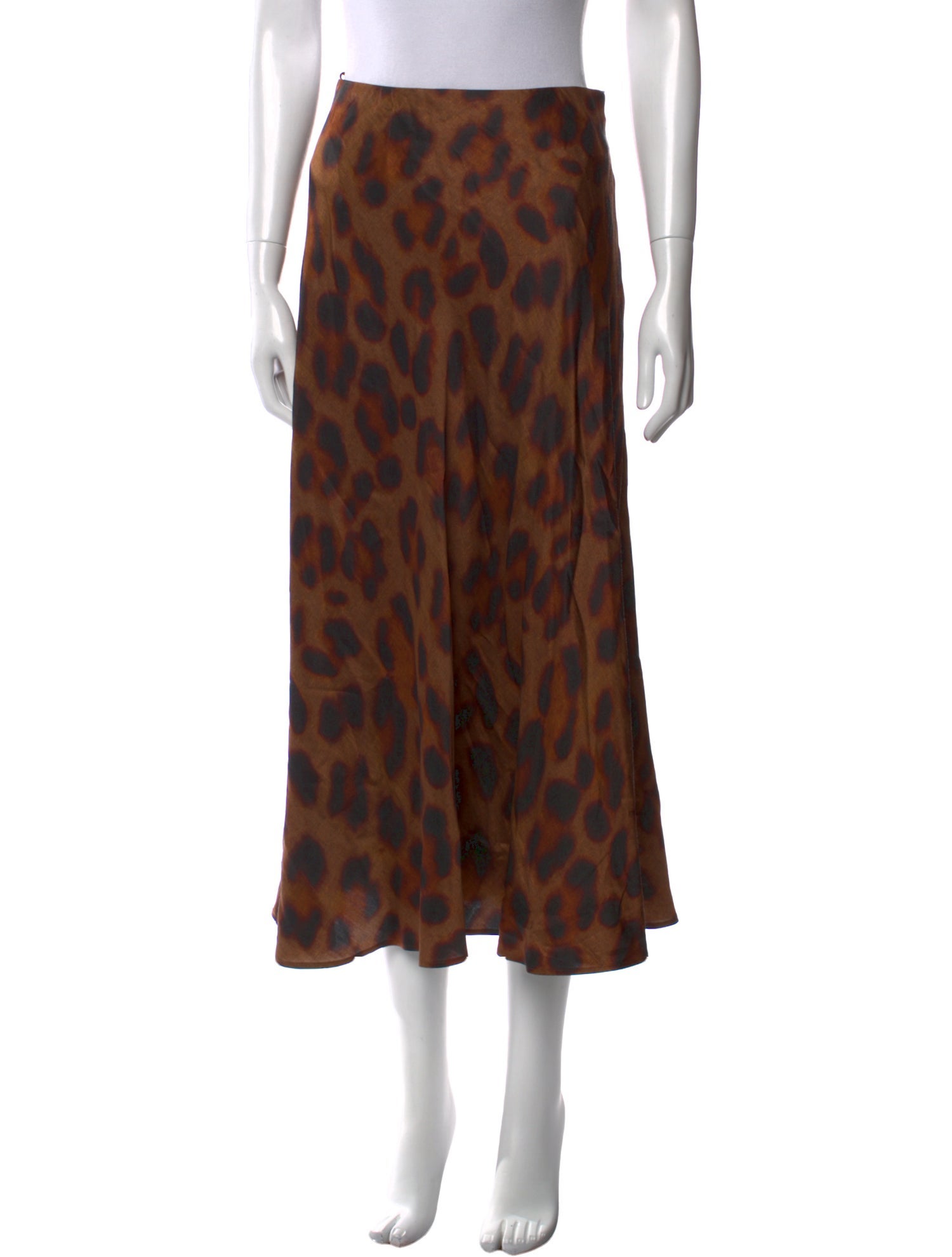 L'Agence Animal Print Midi Length Skirt