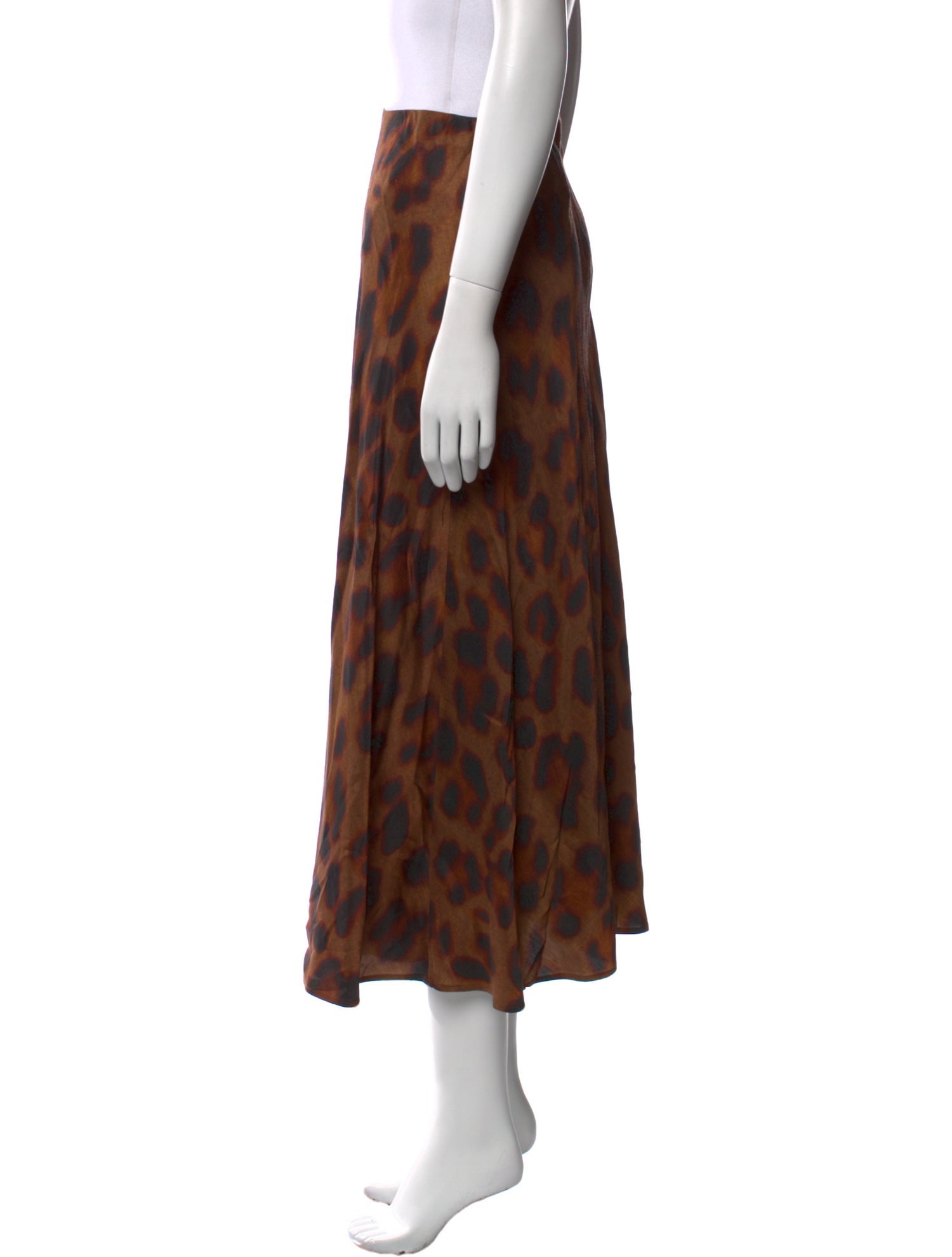 L'Agence Animal Print Midi Length Skirt