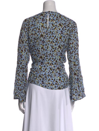 L'Agence Floral Print Bateau Neckline Blouse